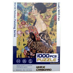 MaxRenard 1000 Piece Jigsaw Puzzle Fine Art Collection Toy Klimt Lady with Fan